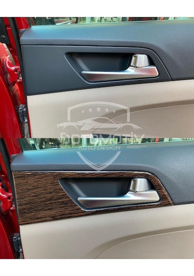 Hyundaı Tucson 2015 / 2020 Koyu Meşe Özel Ahşap Desen Full Set Torpido Konsol Kaplama