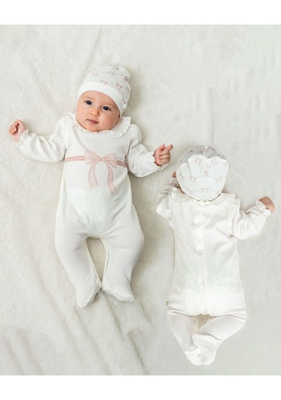 Babycosy Organic Wear Bebek Tulum Şapka %100 Organik Pamuk , Bebek - Yenidoğan- Csy8150 Powder