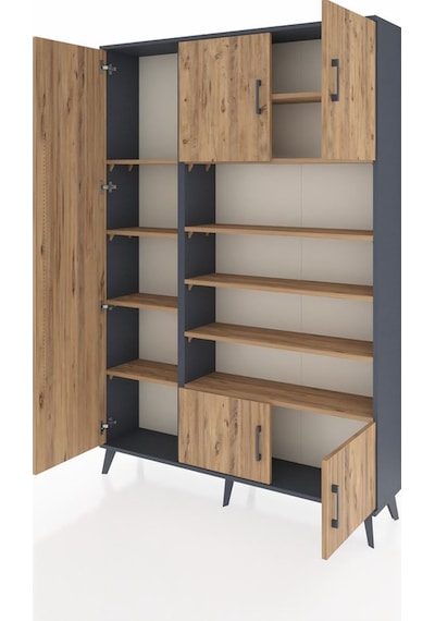 Arges Dolap 10 Raflı 5 Kapaklı 132x30x195 Antrasit-çam/çam Antrasit Arges Dolap 10 Raflı 5 Kapaklı 132x30x195 Antrasit-çam/çam Antrasit