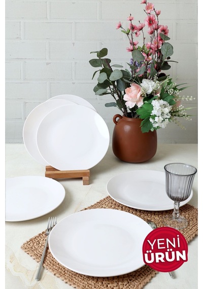 Keramika Beyaz Ege Servis Tabağı 26 Cm 6 Adet 006 Beyaz