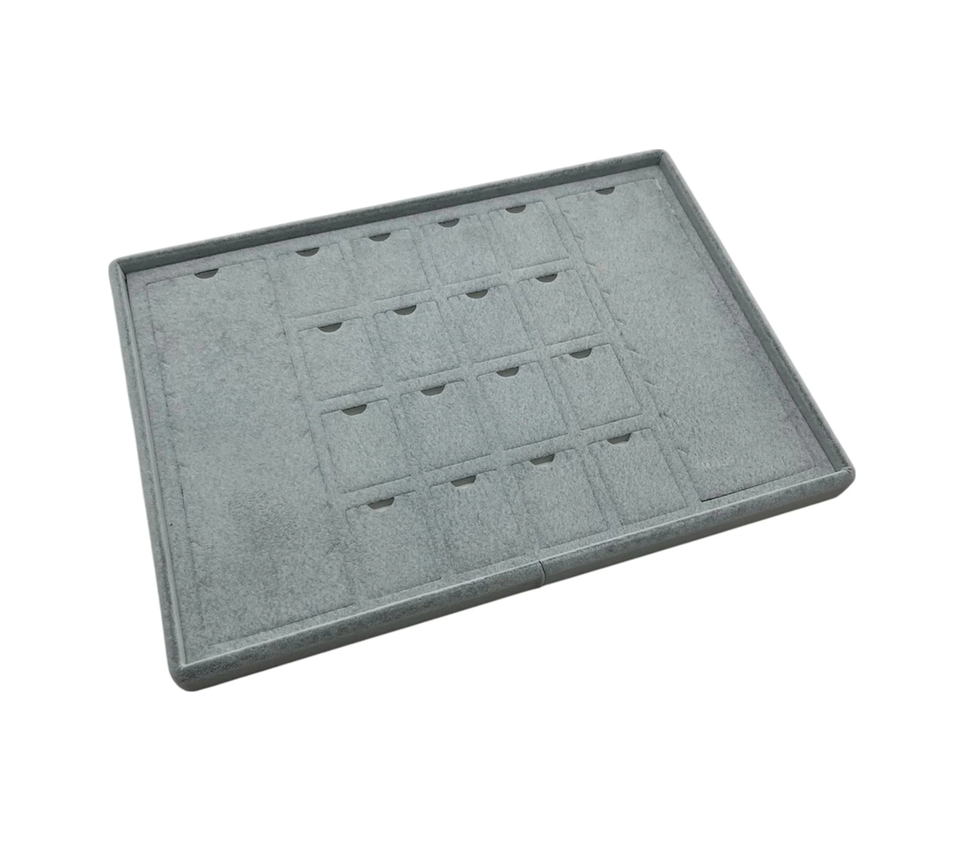 Süet Kumaş Gri 34-24 Cm Ayaklı 18 Pedli Kolye Tabla Stand
