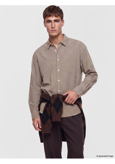 Lcw Vision Kahverengi Regular Fit Ekose Erkek Gömlek
