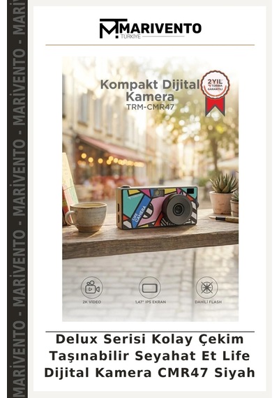 Delux Serisi Kolay Çekim Taşınabilir Seyahat Et Life Dijital Kamera Cmr47 Siyah