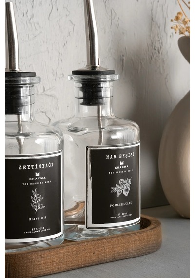 Khakma Ahşap Stantlı Sosluk Yağdanlık 2'li 250 ML