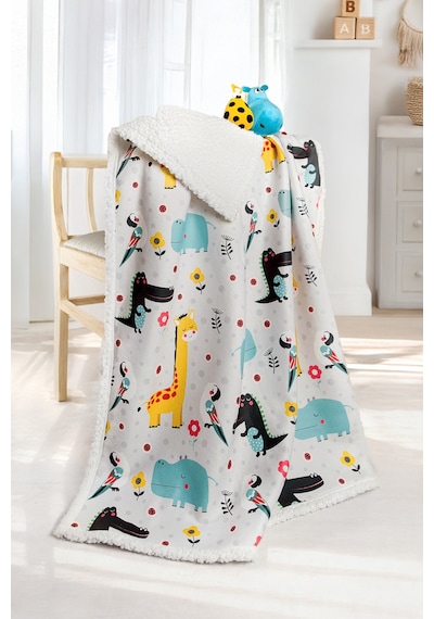 Fluffy Bebek Battaniyesi 80x100 Cm Animal Kundak Puset Çift Taraflı Koyun Tüyü Battaniye