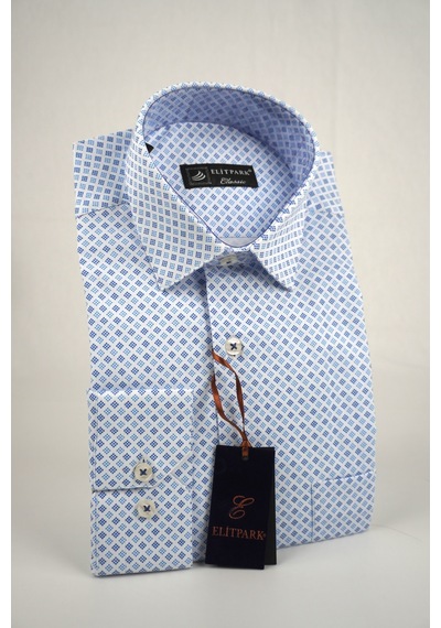 Elitpark Light Blue Point Pattern Pamuklu Cepli Klasik Fit Premium Erkek Gömlek Açık Mavi - Koyu Mavi Noktalı Desen Elitpark Light Blue Point Pattern Pamuklu Cepli Klasik Fit Premium Erkek Gömlek Açık Mavi - Koyu Mavi Noktalı Desen