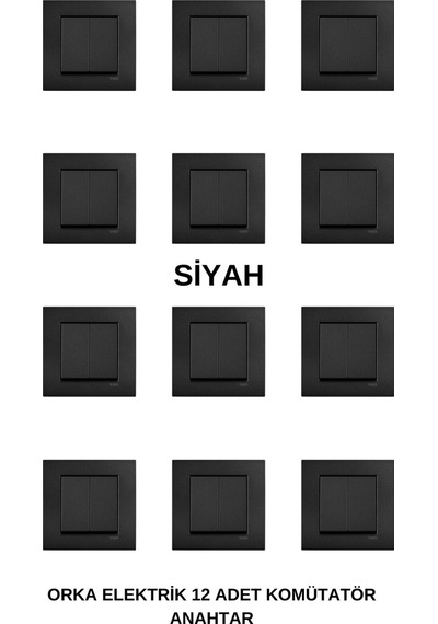 Viko Novella Siyah Komütatör 12 Adet Çerçeve Dahil