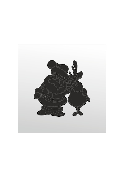 Folyo Sticker Noel Baba Ve Yol Arkadaşı 70cm Uzunluk Siyah