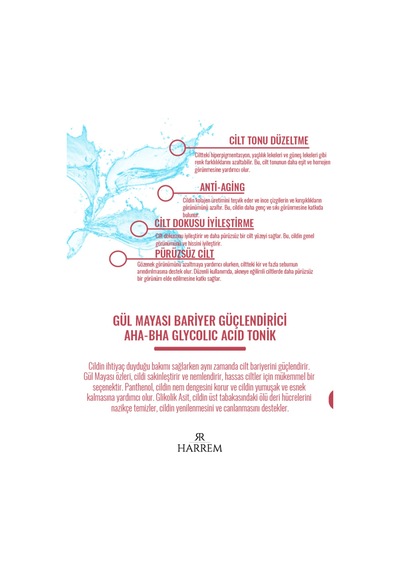 Rose Series Gül Mayası Bariyer Güçlendirici Aha Bha Glycolic Acid Tonik 200 Ml