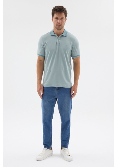 Mavi Polo Yaka Pike Kısa Kol Slim Fit %100 Pamuk Tişört 1011260171 Buz Mavi