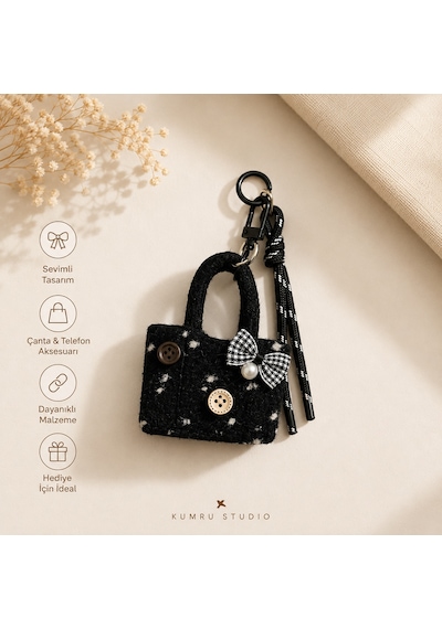 Kumru Studio Mini Çanta Charm Siyah Telefon Ve Çanta Aksesuarı