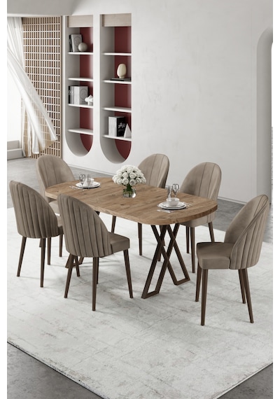 Canisa Kaye Serisi Mdf 90x168 Atlantik Çam Mutfak Masa Takımı 6 Sandalye Atlantik Çam Masa Cappucino Sandalye Canisa Kaye Serisi Mdf 90x168 Atlantik Çam Mutfak Masa Takımı 6 Sandalye Atlantik Çam Masa Cappucino Sandalye