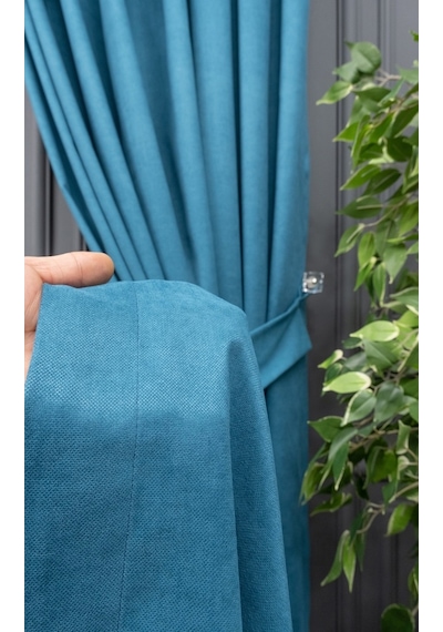 Evdepo Home Turkuaz Fon Perde Tek Kanat (539786313) Turkuaz