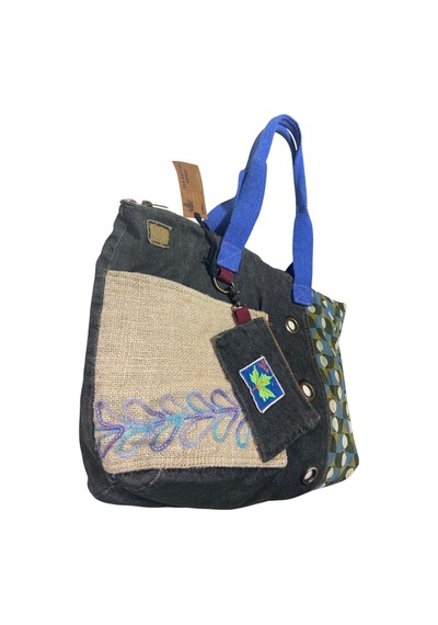 Vintage Salaş Çok Renkli Orta Boy Günlük Seyahat Gezi Omuz Çantası 36cmx34cm Siyah - Taş