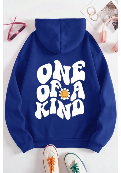 One Of A Kind Baskılı Oversize Sweatshirt Mavi