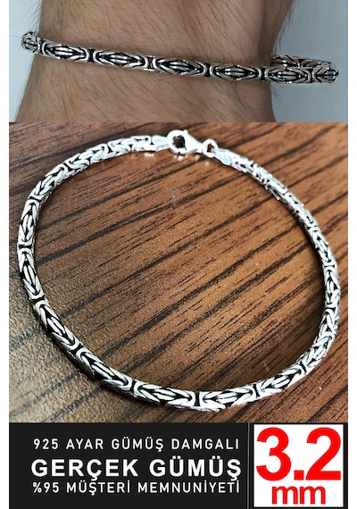 925 Ayar Gümüş Erkek Yuvarlak Kral Zincir Bileklik Künye Erkeğe Hediye Msb14 Beyaz Altın 37780840