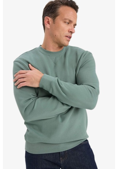Defacto %100 Pamuk Regular Fit Bisiklet Yaka Sweatshirt E8339ax25aukh458 Haki
