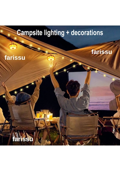 8 Fonksiyonlu 10 Metre Rgb Led Kamp Lambası Powerbank Özellikli, Type-c Şarjlı, Taşınabilir Işık Zinciri Çok Renkli