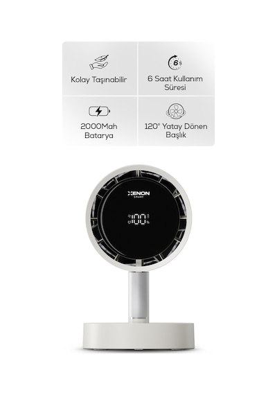 Xenon Smart Taşınabilir Masaüstü Fanı 100 Kademe, Otomatik Salınım, Dijital Ekran, 2000mah, Usb-c X6114