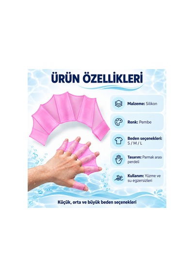 Silikon Yüzme El Paleti Parmak Arası Perdeli Su Egzersizi Eldiveni Pembe-s Pembe-s