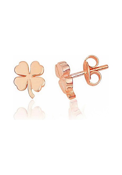 Gümüş Rose Yonca Çivili Kadın Küpe 14 MM-Gümüş
