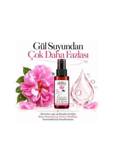 Akita Doğal Gliserinli Cam Şişe Gül Suyu 100 ML