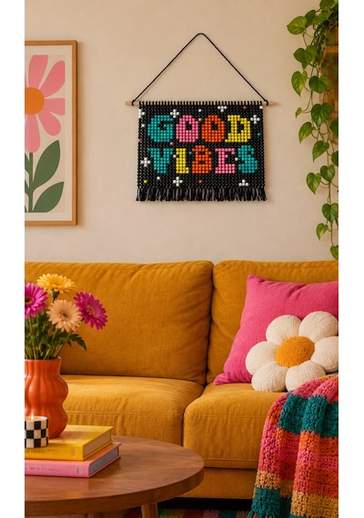 Fiskos.tr Good Vibes Boncuk Tablo Kendin Yap Kiti Dıy