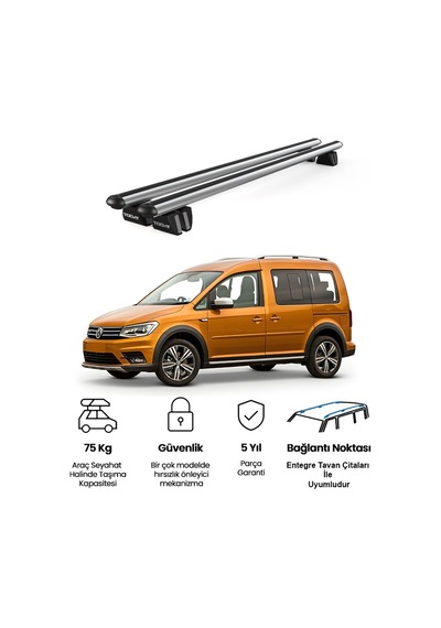 Pençe Volkswagen Caddy 2015 Ve Sonrası Uyumlu Gri Ara Atkı Port Bagaj Tavan Barı