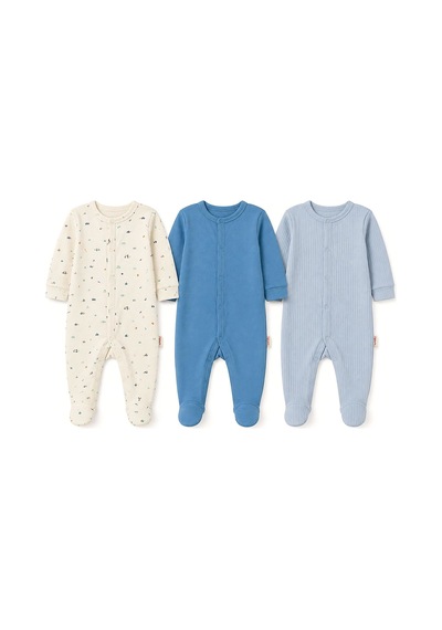 Tiffany Baby & Kids Tiffany Baby Erkek Bebek Mini Home Theme 3'lü Patikli Tulum Set M mavi