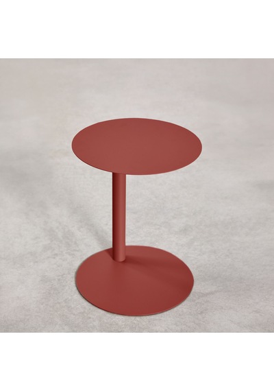 Paledin Design Magna Yan Sehpa Modern Yuvarlak Çelik Koltuk Yanı Sehpası Granit Grisi 40x40x50 Cm Terracota