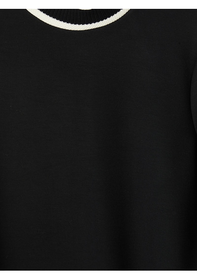 Lcw Everyday Siyah Şerit Detaylı Soft Touch Kadın Sweatshirt Tunik
