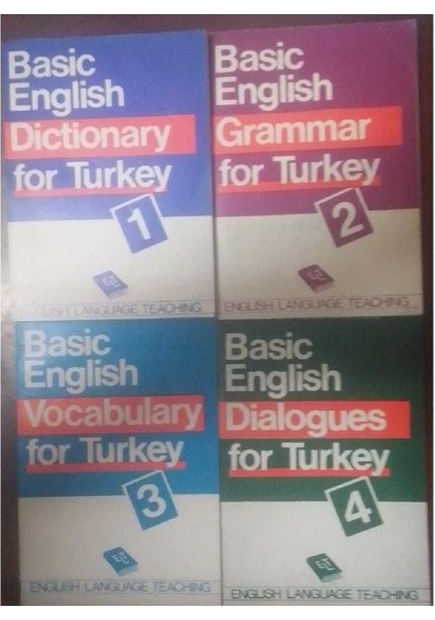 Basic English For Turkey Dictionary - Vocabulary - Grammar - Dialogues Tam Takım 4 Kitap
