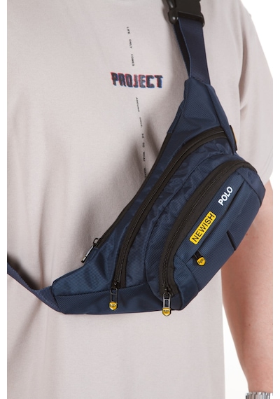 Newish Polo Erkek Kumaş Usb Kulaklık Çıkışlı Crossbody Çapraz Göğüs Omuz Ve Bel Çantası New201 - Lacivert