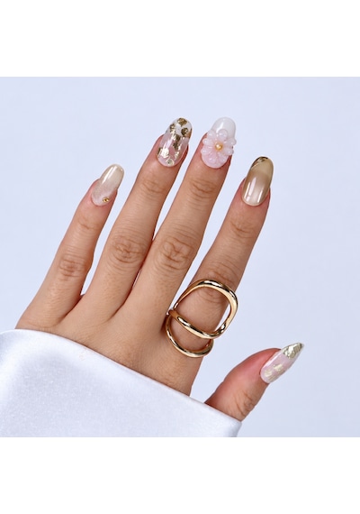 Takma Tırnak Beyaz Nail Art Kısa Oval 10'lu Tekrar Kullanılabilir El Yapımı Protez Takma Tırnak Ekov3025 S