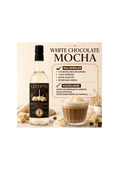 La Coffee Beyaz Çikolata Aromalı Kahve Ve Kokteyl Şurubu 750 Ml - %100 Pancar Şekerli