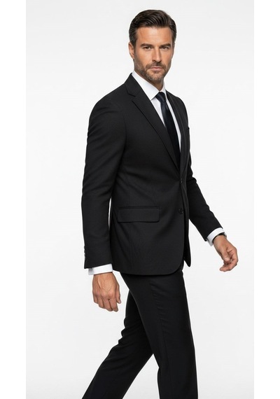 Plus Scorpion Erkek Slim Fit Çift Düğme Çift Yırtmaçlı Blazer Ceket Premium Dokulu Kumaş Siyah