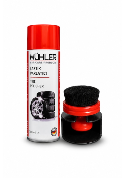 Wühler Lastik Parlatıcı + Premium Hazneli Lastik Parlatma Fırçası 2 Adet