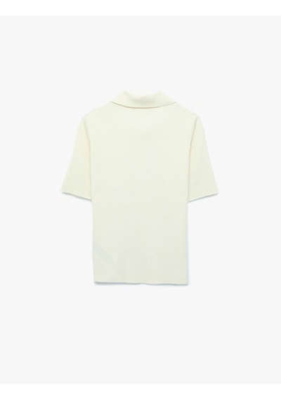 Koton Regular Fit Kısa Kollu Polo Yaka Triko Kazak Ekru 7wak90215ht