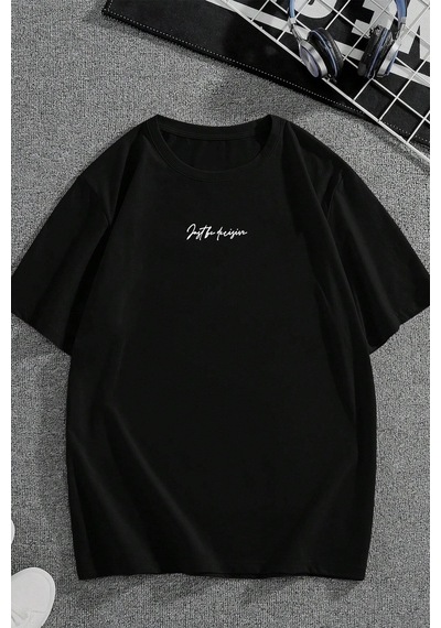 Unisex Chalenge Sırt Baskılı Tasarım Tshirt Siyah