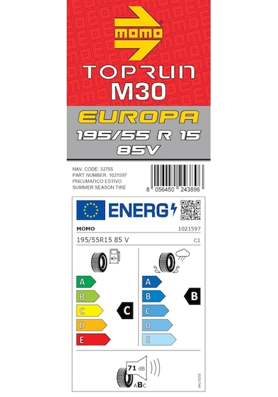 Momo 195/55 R15 85V M30 Toprun Yaz Lastiği 2025