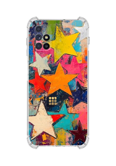Printify Samsung Galaxy M51 İle Uyumlu Düşlerin Dansı Serisi Yıldız Dansı Tasarımlı Uv Baskılı Köşe Korumalı Antişok Kılıf Şeffaf