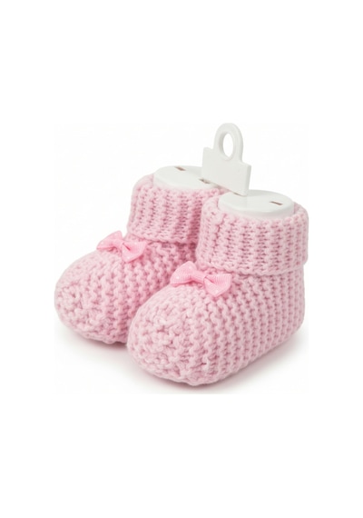 Balbeybi Örgü Triko Yenidoğan Bebek Patiği 0 6 Ay Unisex Ponponsuz Yumuşak Patik Pembe