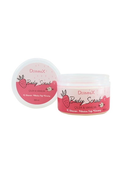 Derminix Vücut Peelingi Body Scrub Çilek Vanilya 300 ML