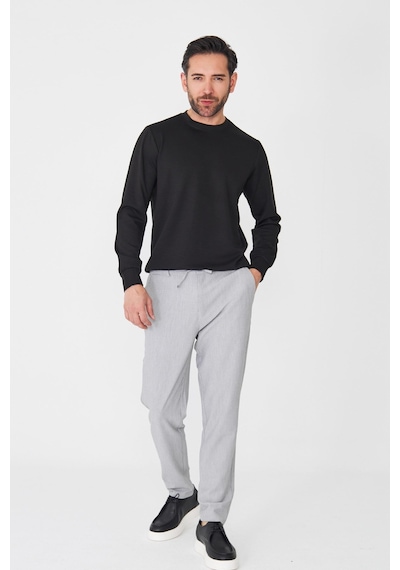Gri İnce Çizgili Erkek Jogger Spor Pantolon