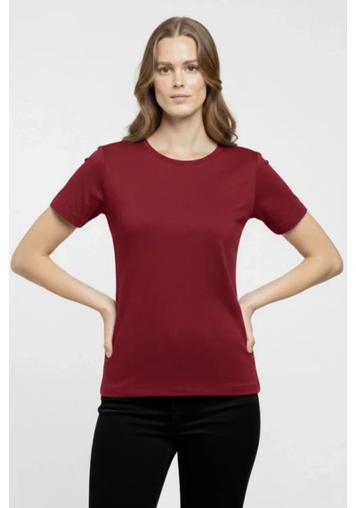 Butik İstanbul T-shirt Bisiklet Yaka Slim Fit Likralı Tişört Günlük Basic Body - Bordo