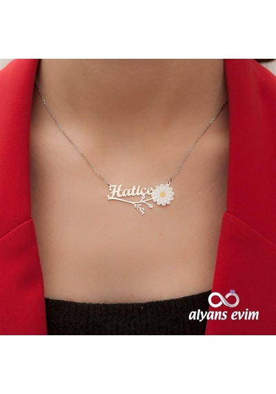 Alyans Evim Gümüş Papatya İsimli Kolye