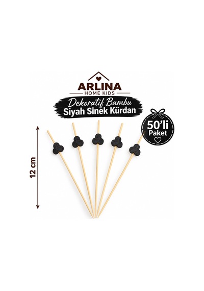 Dekoratif Bambu Siyah Sinek Kürdan 12 Cm 50'li Paket