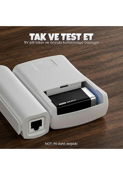 Furalis Network Kablo Tester Rj11 Rj45 İnternet Kablosu Kontrol Cihazı - Cat5/6/7/8 Ethernet Kablo Uyumlu - Ayrılabil