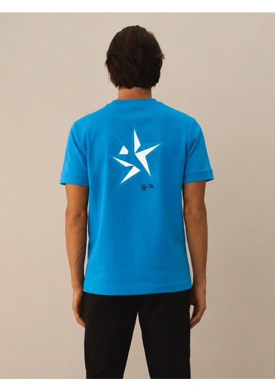 Xint Mavi Pamuk Dokulu Regular Fit Tişört 502045