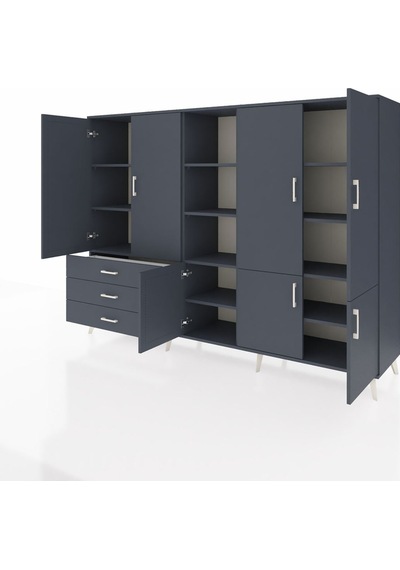 Hyperion Dolap 11 Raflı 3 Çekmeceli 7 Kapaklı 220x44x163 Antrasit Antrasit-antrasit Hyperion Dolap 11 Raflı 3 Çekmeceli 7 Kapaklı 220x44x163 Antrasit Antrasit-antrasit